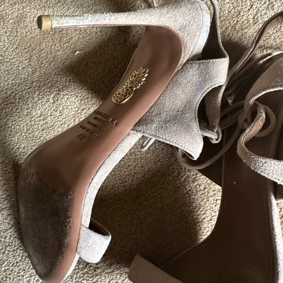 Aquazzura pink suede ankle wrap sandals sz 40 - Picture 2 of 6